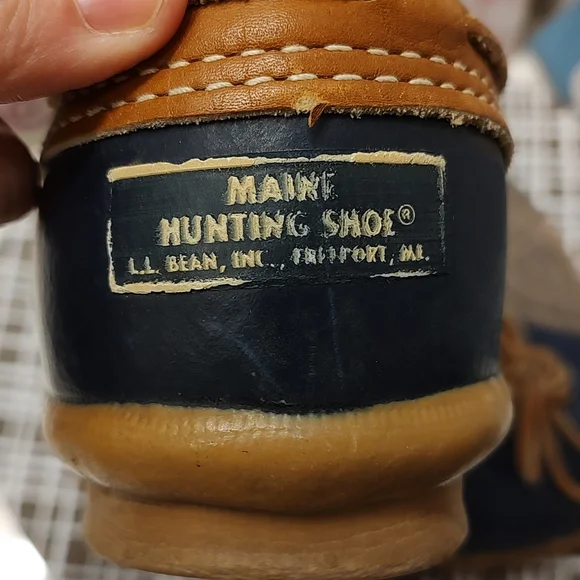 💐 Vintage GUC L.L. Bean Bean Boot 🥾 Rubber Duck Boots, Leather Trim, Navy, 8 - Picture 10 of 11